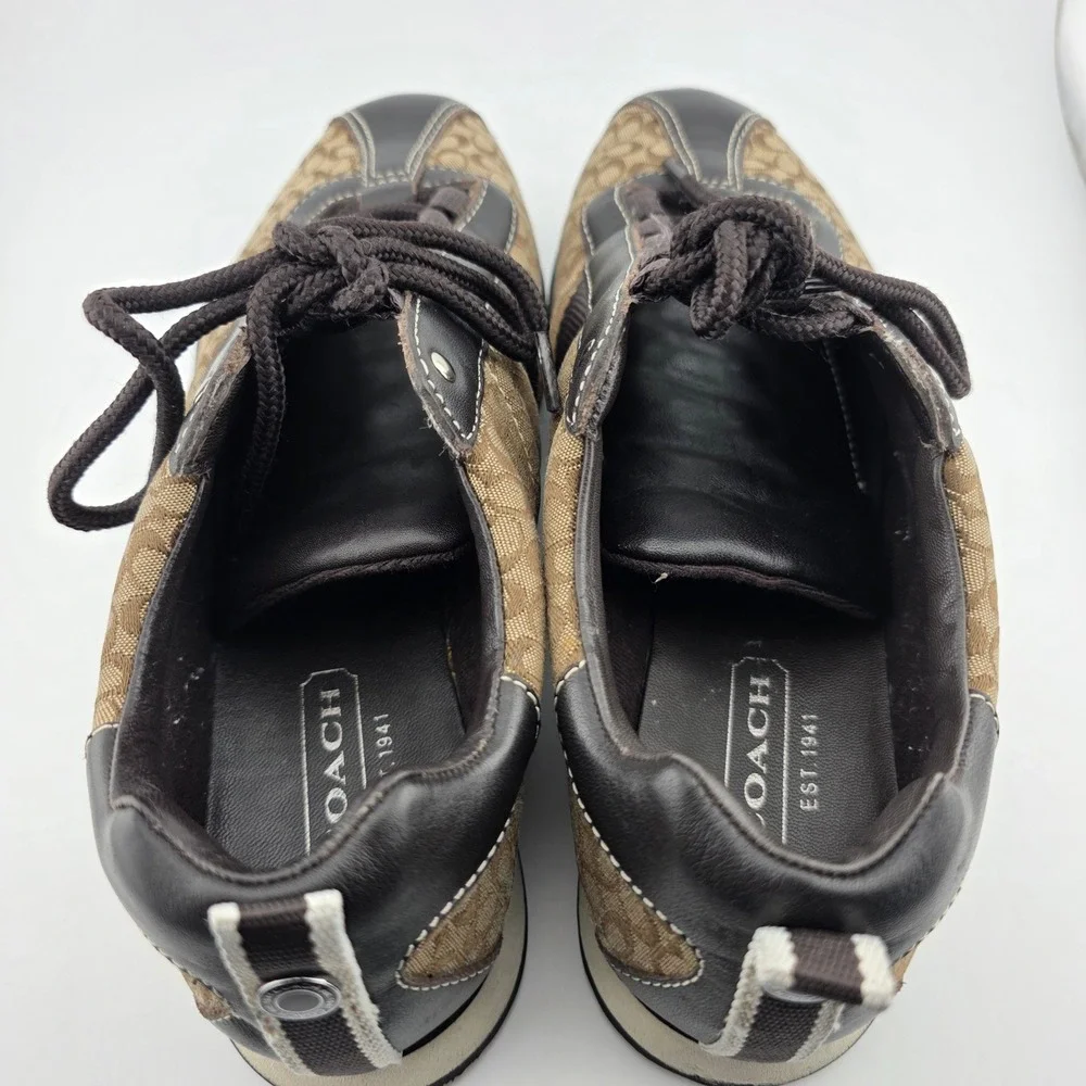 Coach Kelsie Signature‎ C Monogram Sneakers Women's 6.5 Canvas Leather Lace Up
